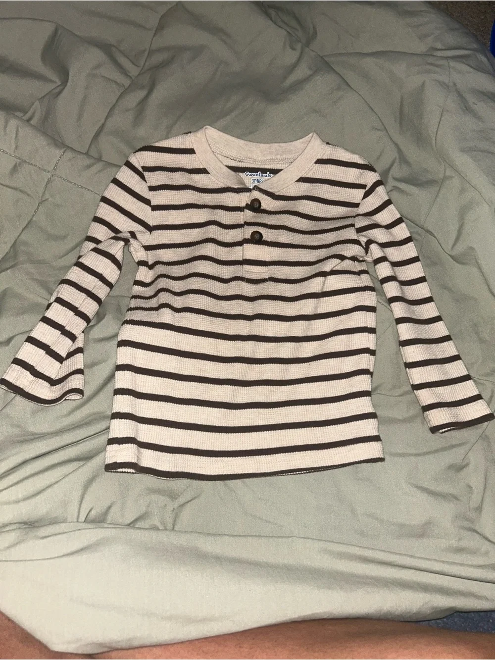 🌼2 for $5🌼 Garanimals Cream & Brown Striped Long-Sleeve Henley